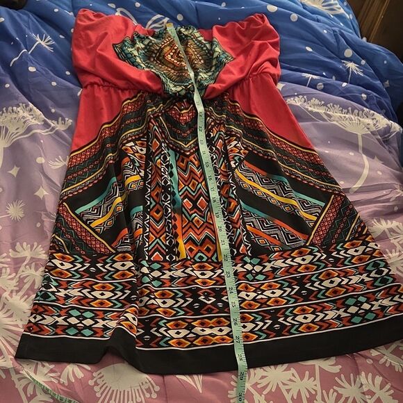 Dresses & Skirts - Bongo Multicolor Strapless Geometric Pullover Knee Length Sundress Women Size M